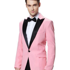 Pink Men's Peak Lapel One Button Blazer Slim Fit Two Pieces Suits Groom Tuxedos Jacket and Trousers Casual Business Men Suits