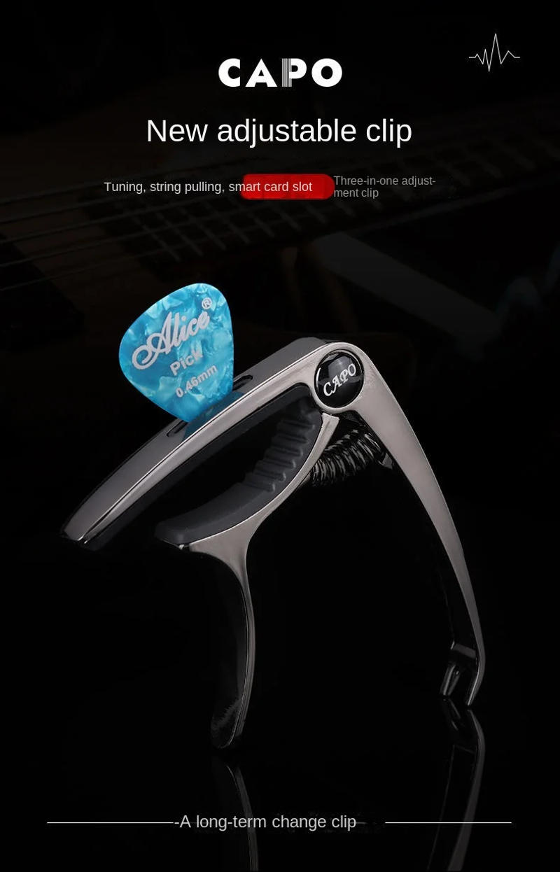 Description Picture 2 of item7Pcs Guitar Capo For Acoustic And Electric Guitar, 3 in 1 Capo With Pick Holder, Pin Puller and 5 Guitar Picks, Ukulele Capo