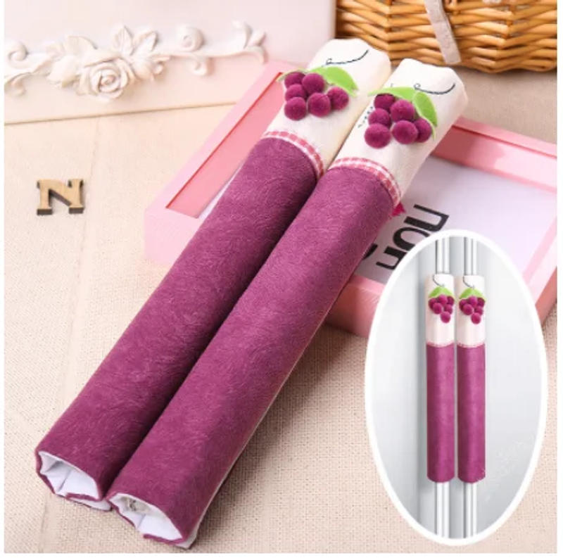 Description Picture 5 of item1Pair Cloth Handle Cover Door Knob Cover Cotton Refrigerator Handle Gloves Accessories Double-door Fridge Door Handle Cover