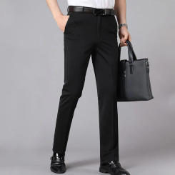 Business Men Trousers Elegant Slim Fit Men's Suit Pants for Formal Business Wear with Stretchy Pockets Zipper Closure for Office