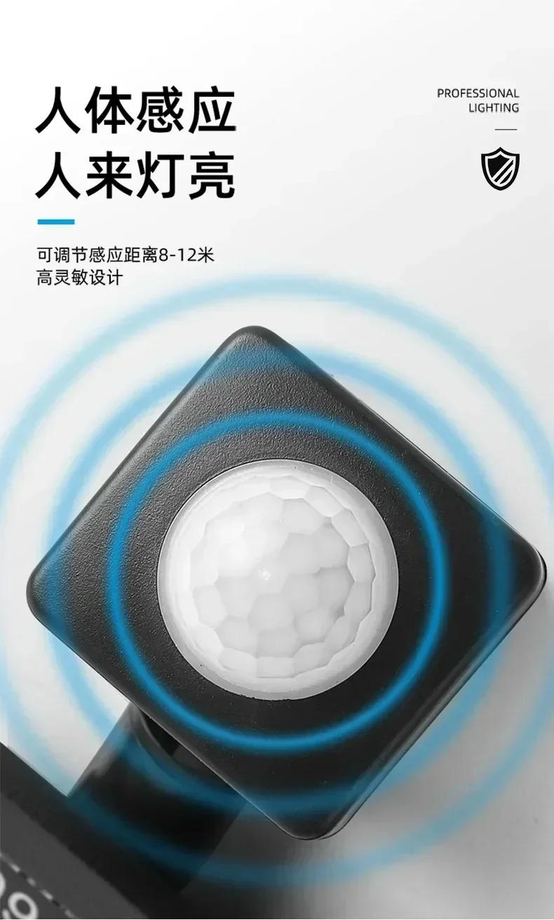 Description Picture 6 of itemLED Smart Sensor Flood Light, Outdoor Wall Light, Garden Waterproof Spotlight, Black and White, 10W, 20W, 30W, 50W, 100W, 220V