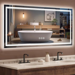 Led Mirror for Bathroom 60x28 Inch- Front and Backlit Bathroom Mirror with Lights, Top Tempered Glass, Lighted Bathroom Mirror