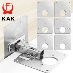 KAK 2pcs Hinge Repair Plate Brushed Stainless Steel Cabinet Hinge Fixing Plate Bracket Kit with Mounting Screws Door Hardware