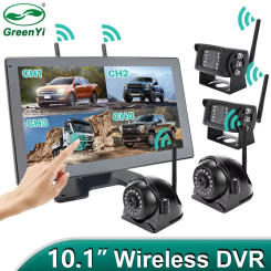 Wireless 10'' AHD Blind Spot DVR Record Monitor Touch Screen with 1080 IR Backup Camera For Truck/Trailer/Bus/RV/Pickups/SUV/Van
