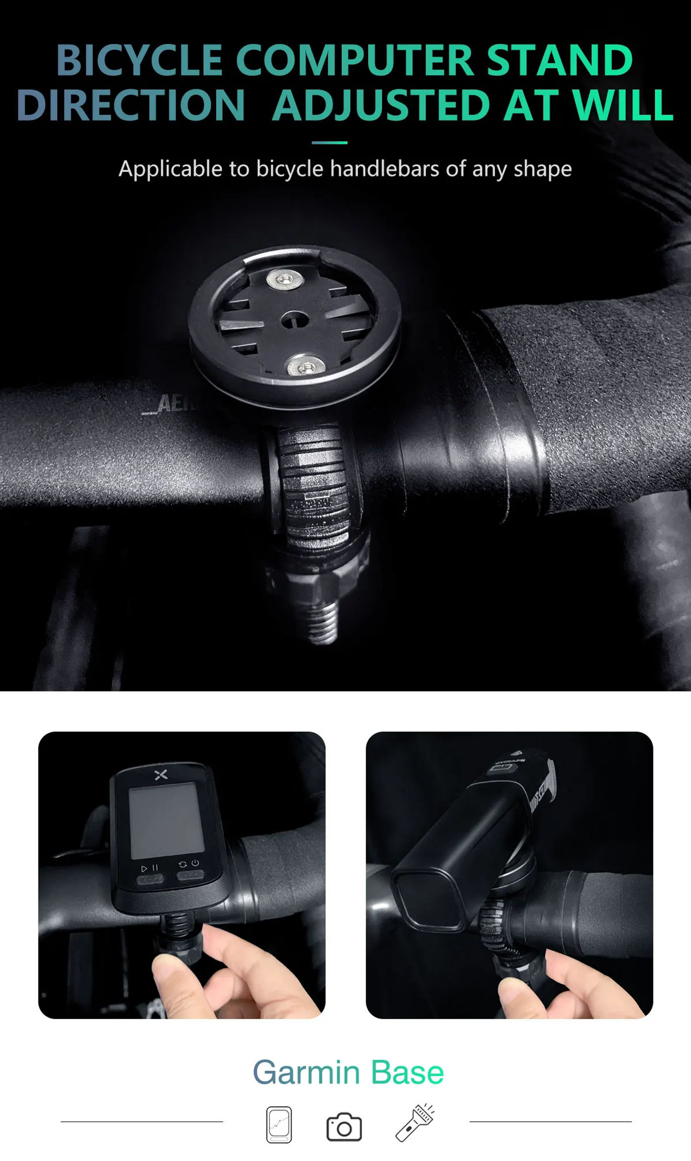 Description Picture 2 of itemCYCLAMI GPS Bicycle Computer Mount Holder Bracket Stand Universal Suitable Rotatable for XOSS Garmin Radar Taillight Headlight