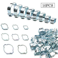 10pcs 5-20mm Fuel Pipe Clip Double Ears Clamp Hose Clamps Worm Drive Water Hose Pipe Clamps Clips Hose Fuel Clamps