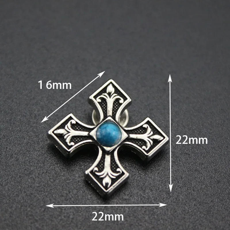 Description Picture 3 of item22mm Turquoise Cross Leather Decorative Buckle Conchos Button Leather Craft Goods Screw Back DIY Leathercraft Accessories