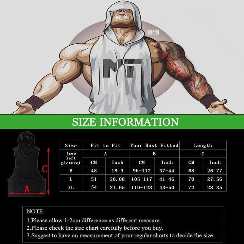 Description Picture 2 of item2024 New Gym Hooded Tank Top Men Fitness Clothing Cotton Bodybuilding Hoodie Vest Workout Singlets Sports Sleeveless Shirt