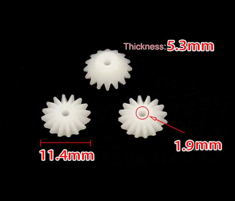 Description Picture 4 of item16 Teeth S162A 0.5M Bevel Pinions 1.9mm Aperture Plastic Bevel Gear DIY Toy Parts Accessories Diameter 11.4mm