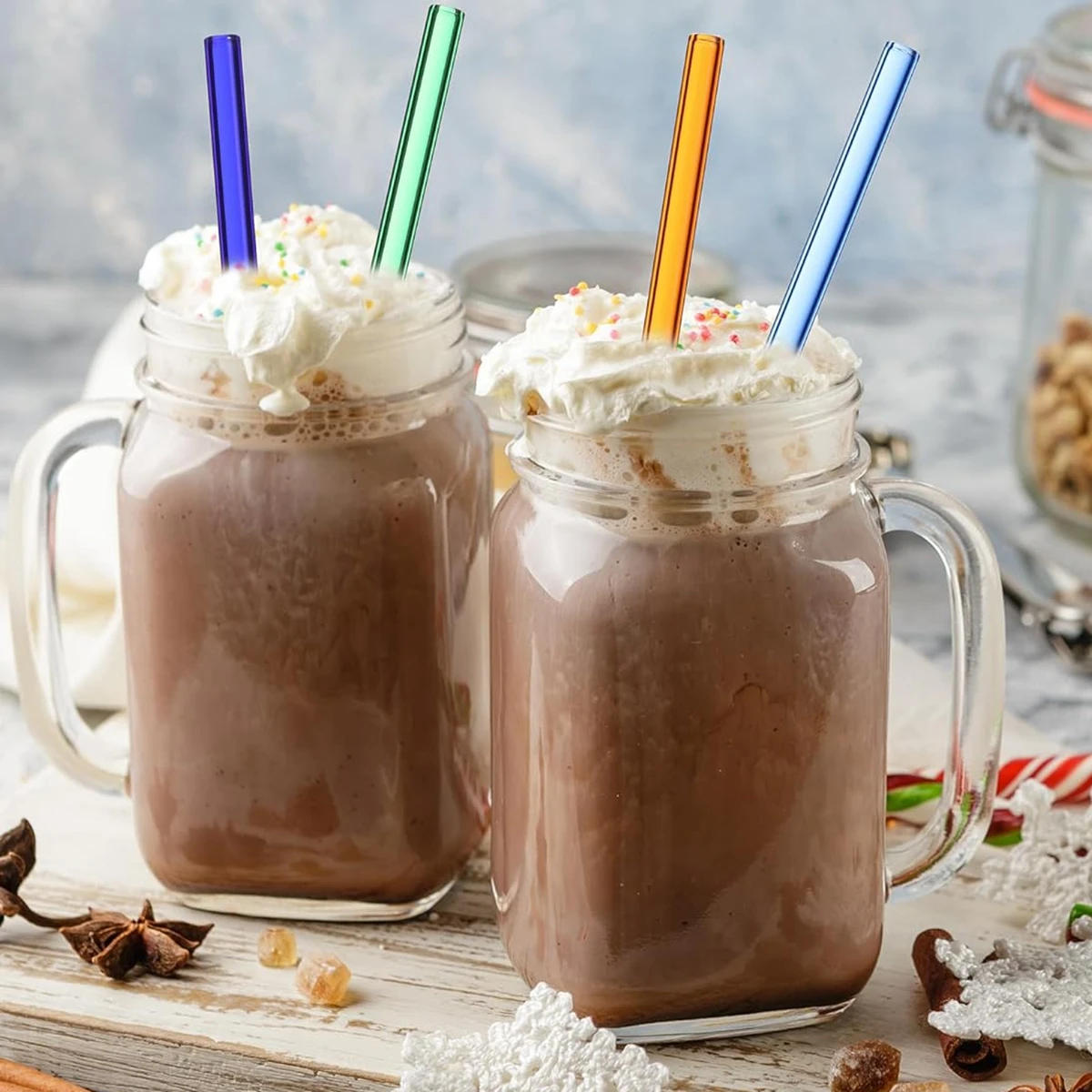 Description Picture 6 of item50 Pcs Glass Straw Drinking Straws with Cleaner Brush Colorful Reusable Straws for Smoothie Cocktail Milkshakes Juice Tea Bar