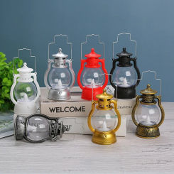 Retro Portable Lantern Vintage LED Light Christmas Decoration Halloween Electronic Candlestick Bar Atmosphere Layout Light