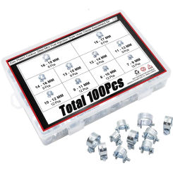 100pcs 7-18mm Hose Clamp Fuel Line Clamp Water Pipe Clip Seal Welding Clip Fuel Gas Pipe Cable Coolant Radiator Anticorrosive