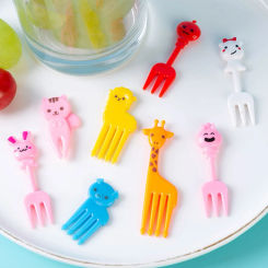 10Pcs/Set Mini Skewers Cute Cartoon Kawaii Lunch Bento Box Food Fruit Picks Fork Sticks Buffet Sandwich Toppers Decor fork