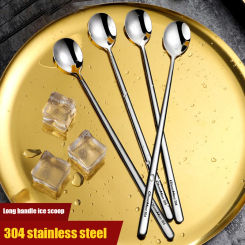 Long Handled 304 Stainless Steel Coffee Spoon Ice Cream Dessert Tea Stirring Spoon For Picnic Kitchen Accessories Bar Tools