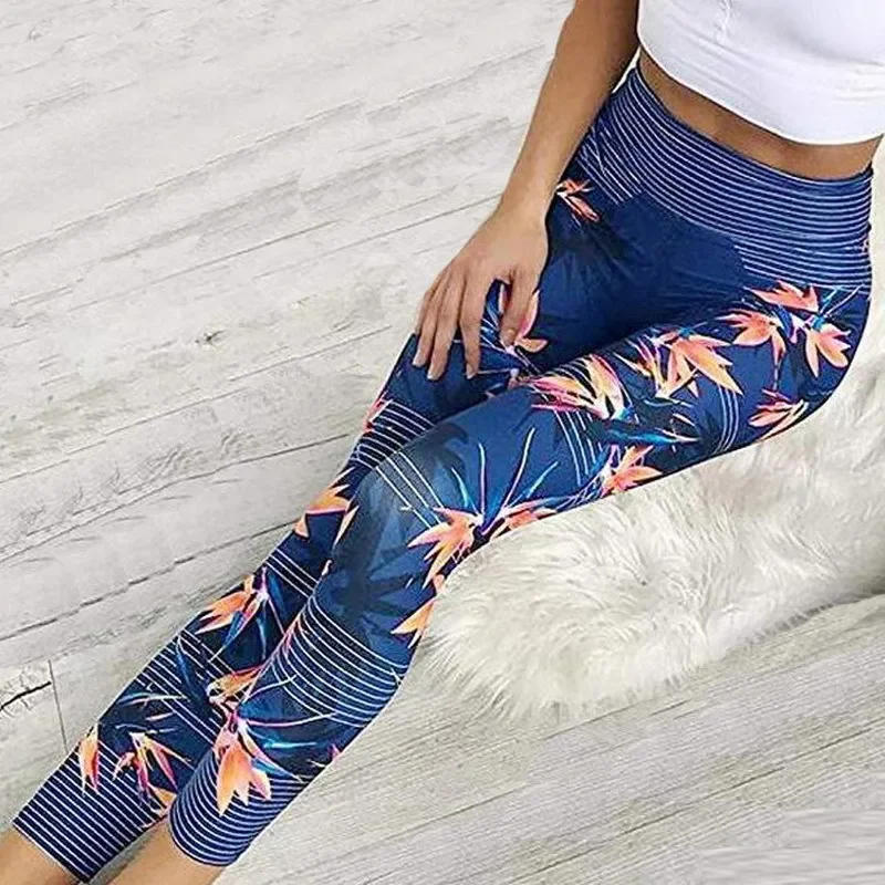 Description Picture 5 of itemYoga Pants Women's Fitness Sport Leggings Stripe Printing Elastic Gym Workout Tights S-XL Running Trousers Plus Size