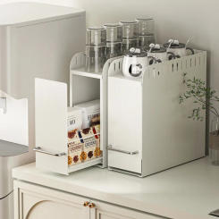 Kitchen Spice Organizer Kitchen Pull Out Seasoning Drawer Rack Countertop Dustproof Cup Storage Rack Multipurpose Spice Cabinet