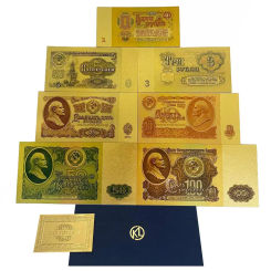 7pcs/lot Revolution Union Of Soviet Socialist Republics Gold Foil Banknote USSR Collection Russian Banknote Soviet Union
