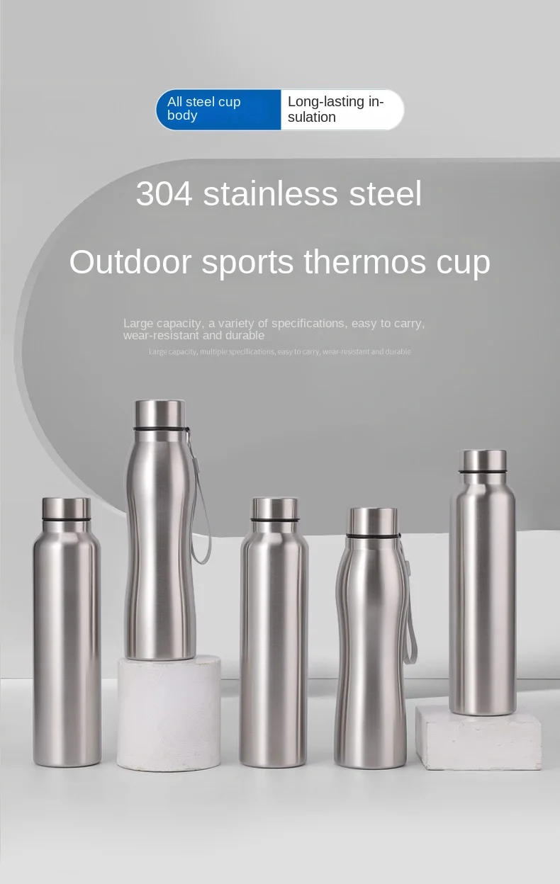 Description Picture 2 of itemHigh Quality 1000ml Stainless Steel Sport Water Bottle Single-layer Rugged Water Cup Metal Flask Drinkware Camping Sports Gym