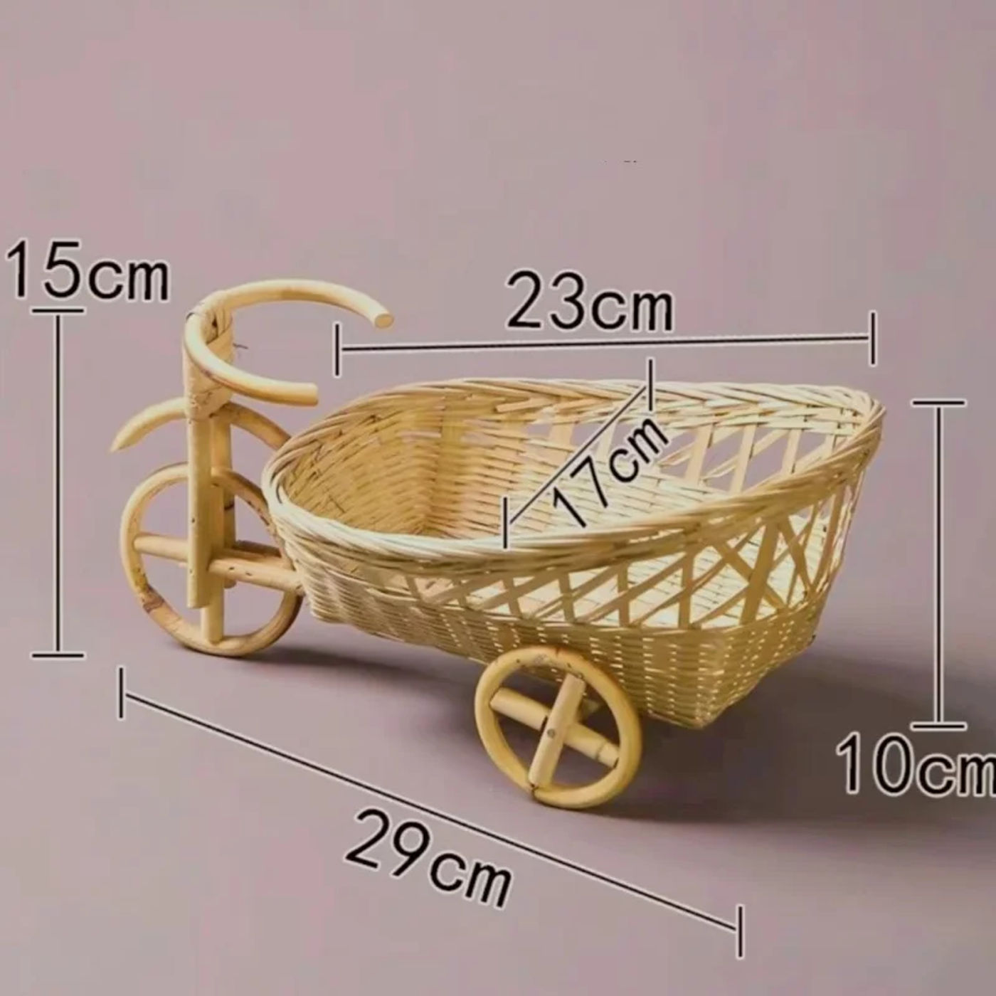 Description Picture 3 of itemNewborn Photography Props Handmade Bamboo Rattan Bicycle Ornament Small Bamboo Basket Take Photo Props Living Room Decoration