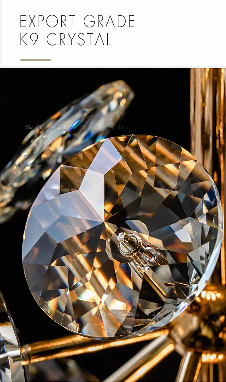 Description Picture 5 of itemModern K9 Pure Crystal Bedside Small Chandelier Light Lluxury Crystal Wall Lamp Corridor Ceiling Lamp Bar Decoration Noble Lamps