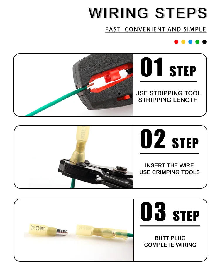 Description Picture 6 of item220PCS Waterproof Insulated Butt Wire Connector Heat Shrink Crimp Terminals Kit Male Female Electrical Cable Spade Terminal