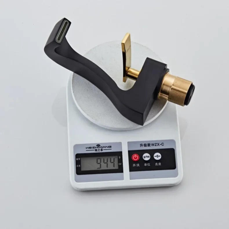 Description Picture 5 of itemBasin Faucet Brass Bathroom Mixer Tap Black Wash basin Single Handle Hot Cold White Gold Lavotory