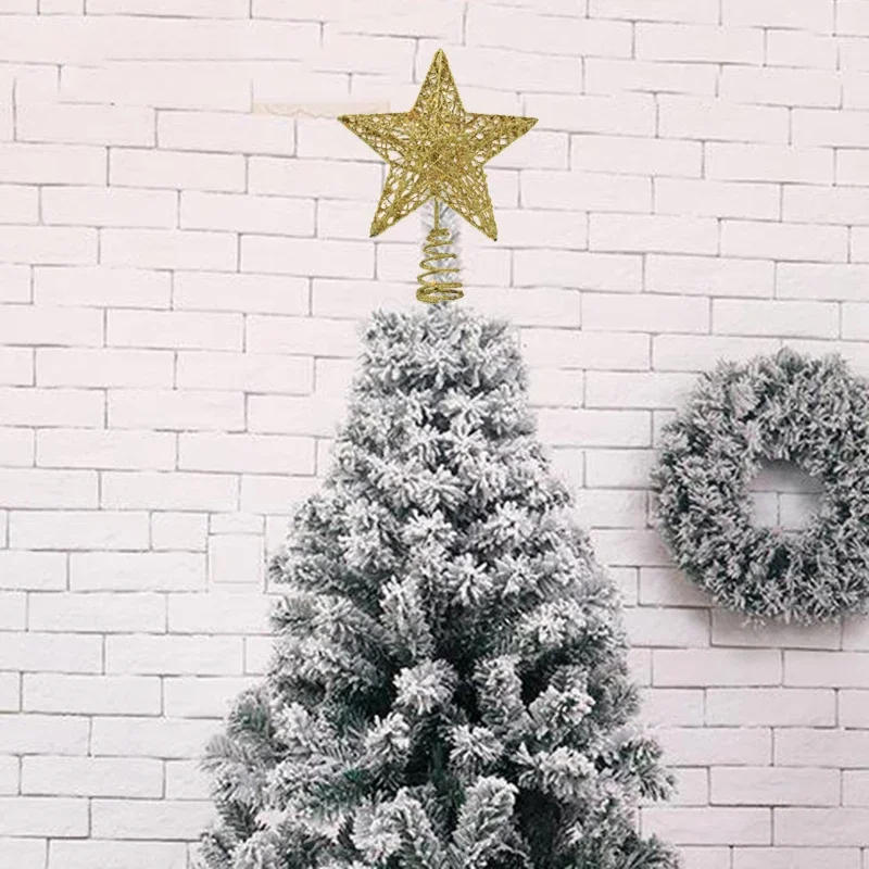 Description Picture 3 of item1pc Gold Glitter Christmas Tree Topper Christmas Decorations For Home 2024 Xmas Tree Ornaments Navidad Natal New Year Gift 2025