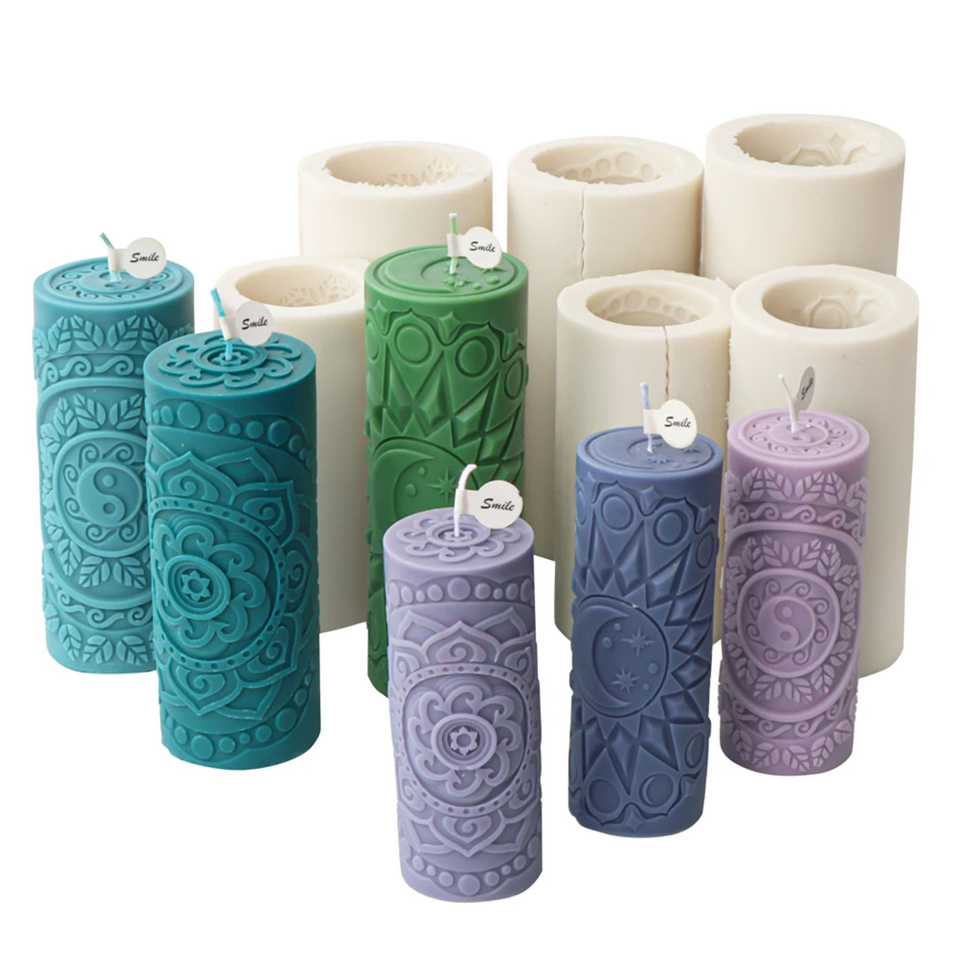Description Picture 5 of itemClassic Pillar Flower Pattern Silicone candle mold Cylinder Candle Mold Relief Flower Cake Resin Mold Epoxy Resin Wedding Mould
