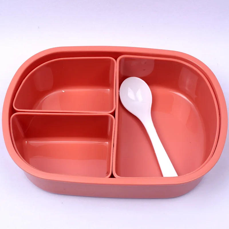 Description Picture 4 of itemKids Lunchbox Three Grid Microwave Oven Lunch Box Cartoon Small Fresh Student Office Lunch Bento Food Storage Box Container