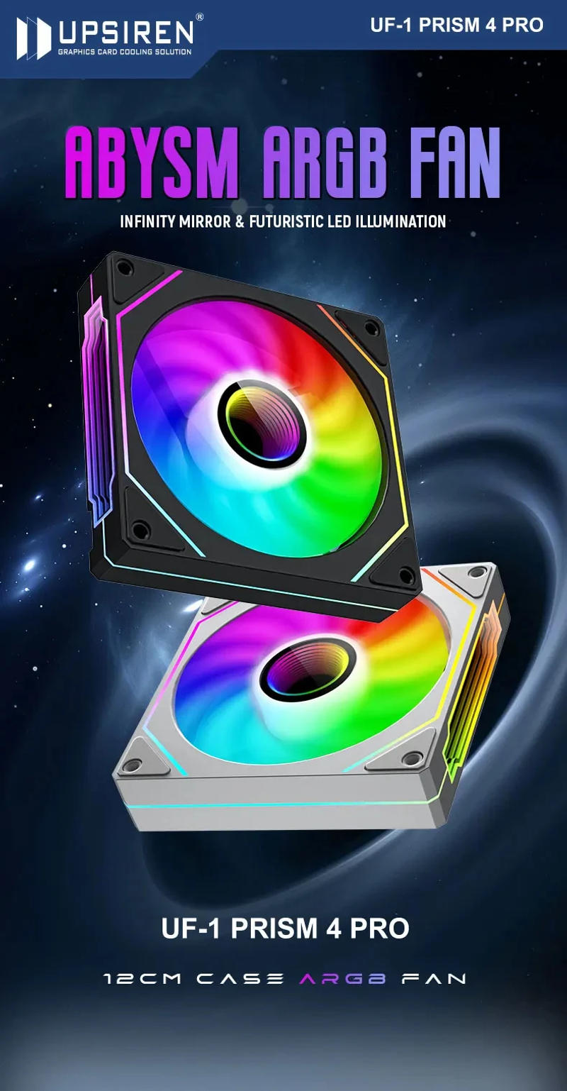 Description Picture 2 of itemUPSIREN UF-1 PRISM 4 PRO Computer Chassis Fan 12cm ARGB 4 Pin PWM Quiet Cooling Fan 12V Large Air Volume 45.2CFM/600-1500RPM