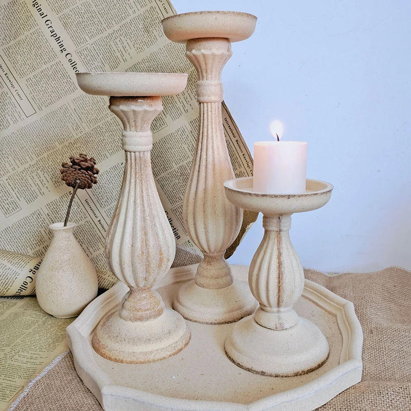 Description Picture 3 of itemVintage Wedding Table Decoration Modern Christmas Wood Candlesticks for Candles & Holders Home Decor Candle Holder Centerpiece
