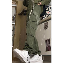 Men's Cargo Pants Multi Pocket Wide Leg Joggers Hip Hop Streetwear Workwear Trousers