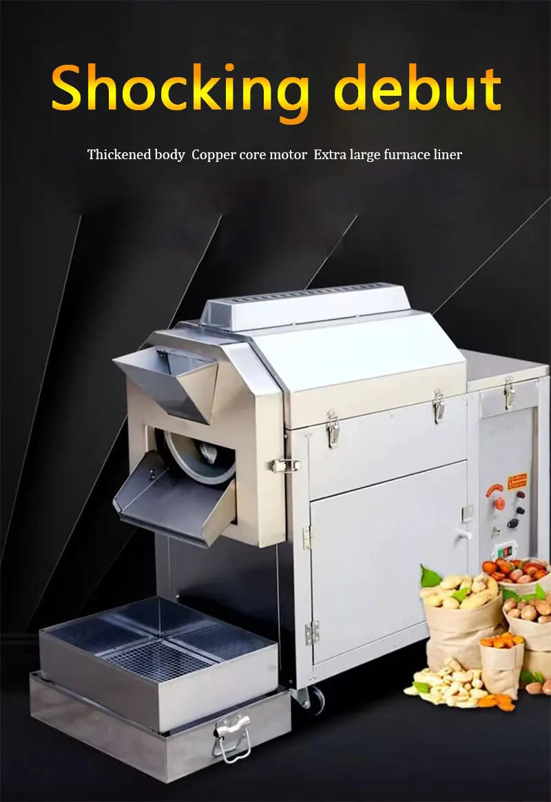 Description Picture 3 of itemCustomized Gas Electric Peanut Cocoa Nut Coffee Bean Roaster Roasting Baking Machine