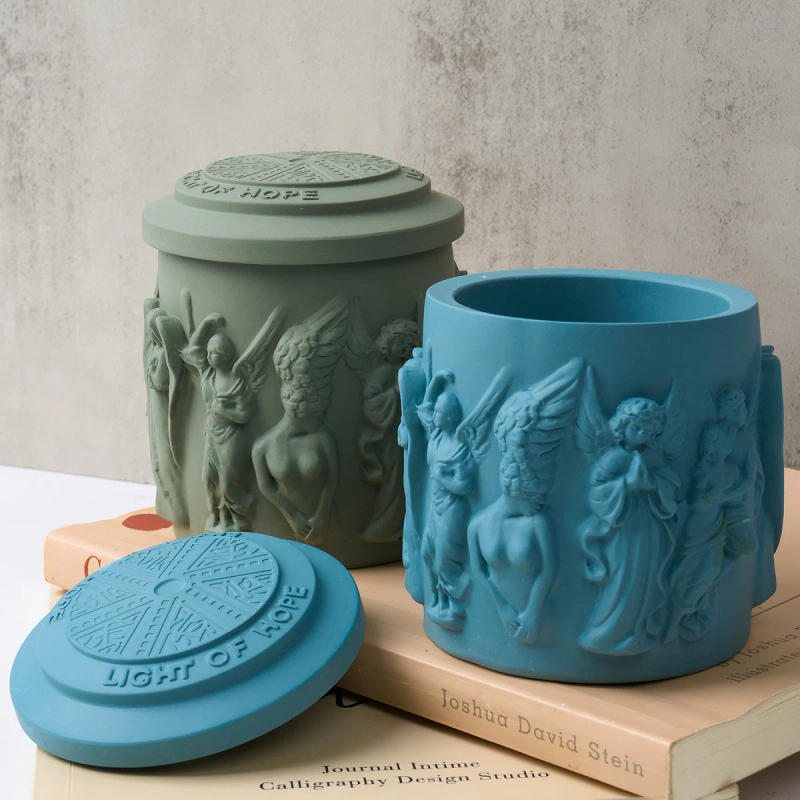 Description Picture 6 of itemNordic Angel Statue Storage Jar Silicone Molds DIY Handmade Relief Portrait Flower Pot Candle Cup Storage Box Mould Gypsum Craft