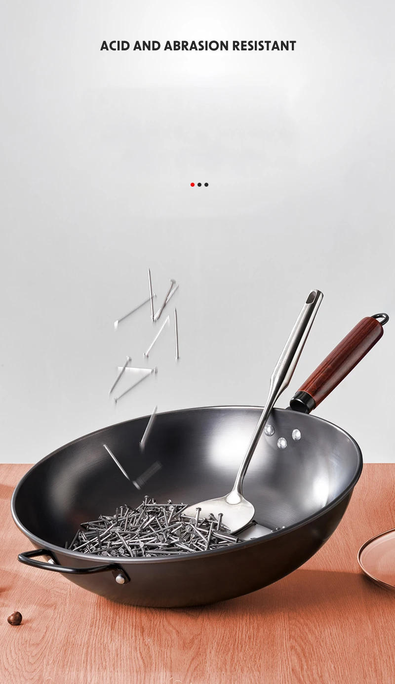 Description Picture 6 of itemGIANXI High-Grade Handmade Iron Pan Without Coating Household Cooking Pots Health Wok Frying Pan Non-stick Frying Pan