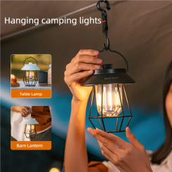 5000mAh Battery USB Charging Camping Lamp Table Light Outdoor Portable Hand Barn Lantern Tent Hanging Emergency Lamp Power Bank
