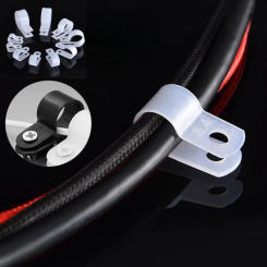 New 100pcs Cable Holder Clamps Fixation Plastic R Type White Line Fastener Clip Small Nylon Management Wire Fixing Organizer