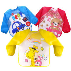 Kids Eating Breastplate Kid Baby Bavoir Clothing Waterproof EVA Full Sleeve Bibs Children Apron Long Sleeve Feeding Smock Bibs