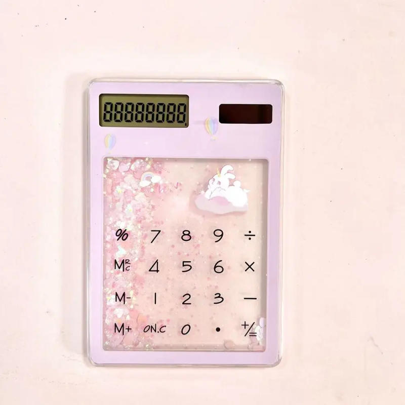Description Picture 6 of itemQuicksand Mini Solar Calculator Cute Transparent Creative Student Stationery 8 Digits Display School Supplies Student