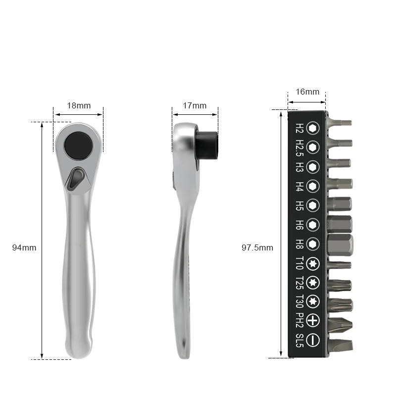 Description Picture 3 of itemRIDERACE Bike Allen Key Spanner Single-Ended Torque Ratchet Wrench Spanner 1/4 Inch Screwdriver Set Bicycle Hand Repair Tools