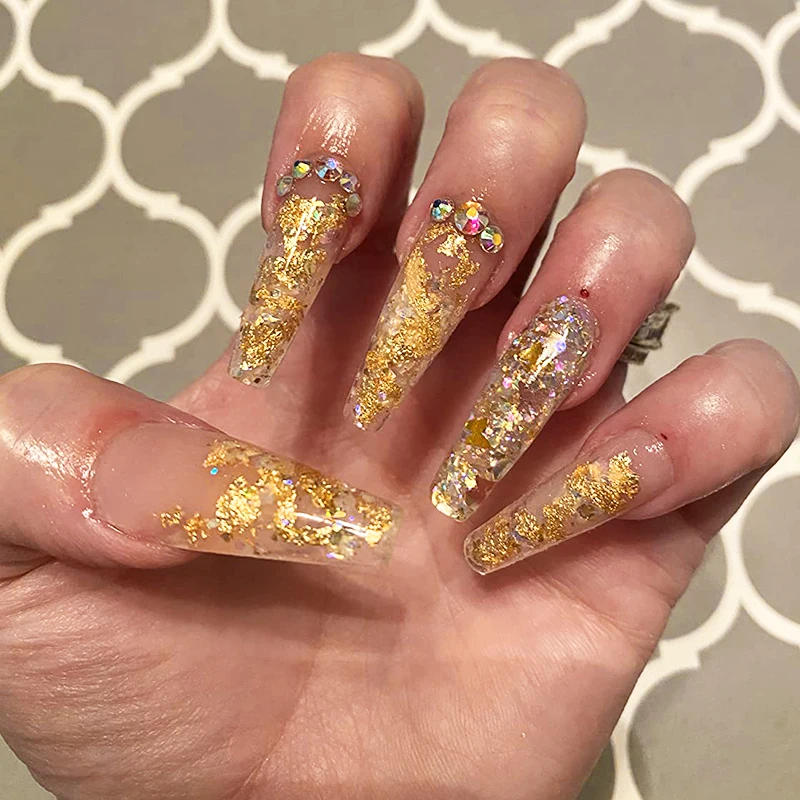 Description Picture 5 of item3g Imitation Gold Sliver Copper Foil Sequins Glitter Craft Leaf Flake Sheet Shiny Foil Paper For Gilding DIY Nail Art Decoration