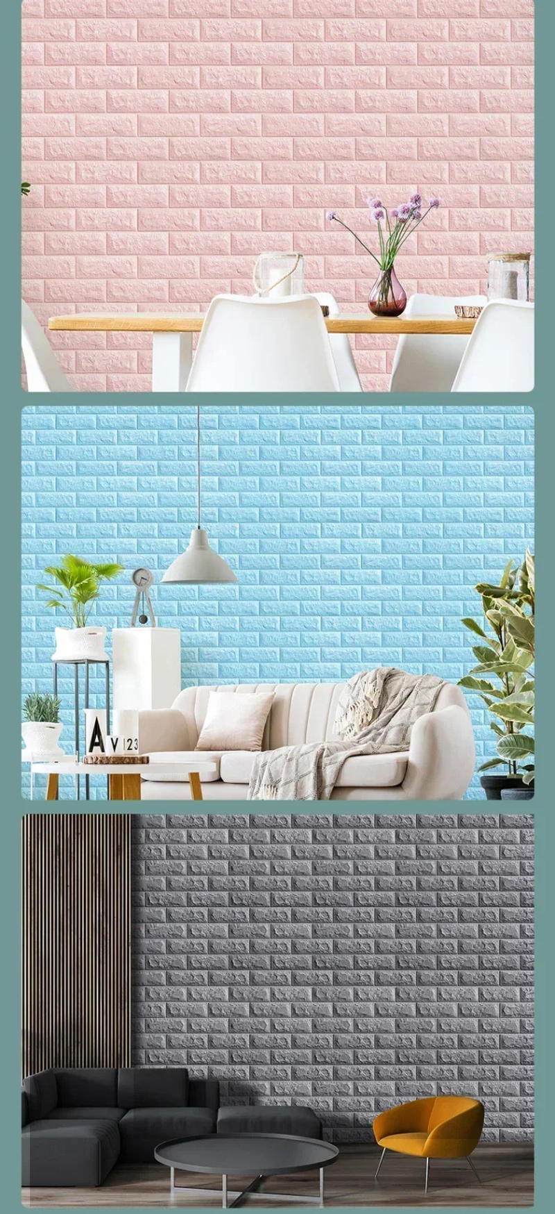 Description Picture 6 of item70cm*100cm Retro 3D Wallpaper Wall Decoration Foam Brick Self Adhesive Waterproof Wall Sticker
