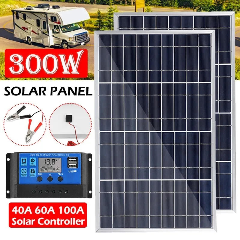 Description Picture 2 of itemSolar Panel 300W 18V Aluminum Frame Polycrystalline Silicon Solar Charging Panel Outdoor Rechargeable Solar Cell Solar Generator