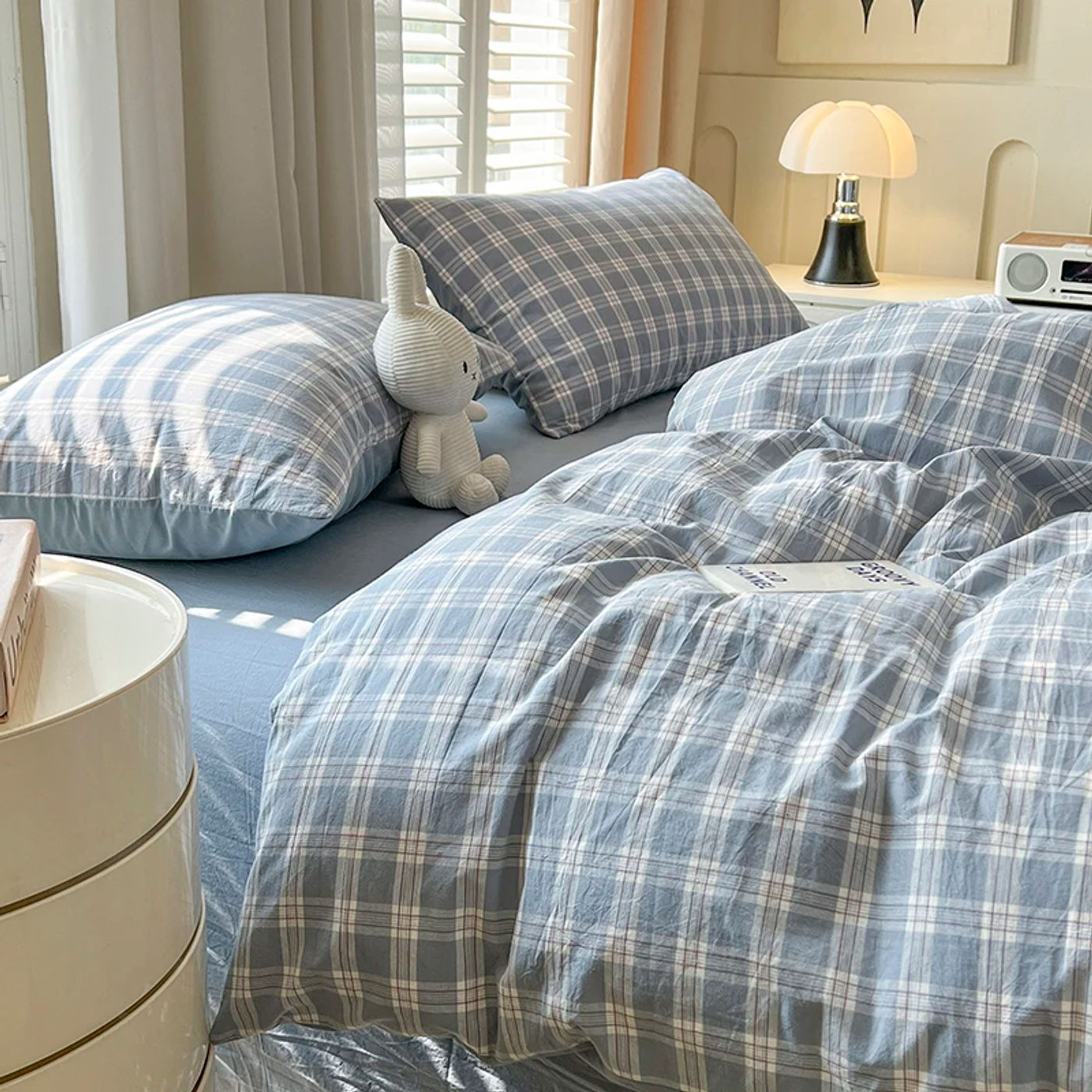 Description Picture 6 of item2024 New Lattice Duvet Cover Set with Sheet Pillowcases No Filling Warm Bed Linen Twin Full Queen Size Grid Home Bedding Set