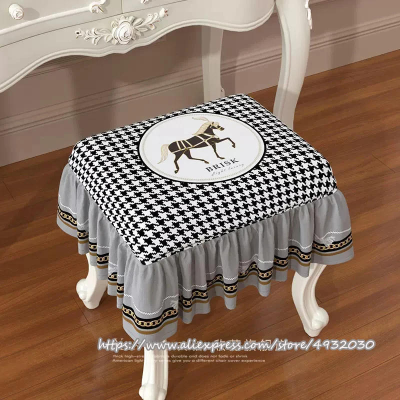 Description Picture 6 of itemEuropean style skirt Makeup stool cushion cover chair cushion bedside table  piano stool shoe stool cushion cover