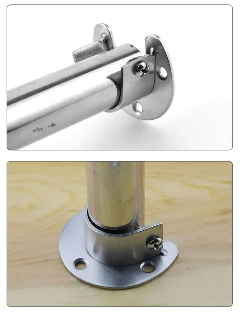 Description Picture 5 of item304 Stainless Steel Flange Seats Hardware Accessories Hook Curtain Rod Pipe Hook Fixed Support Bracket Seats Hook Snap Ring Bolt