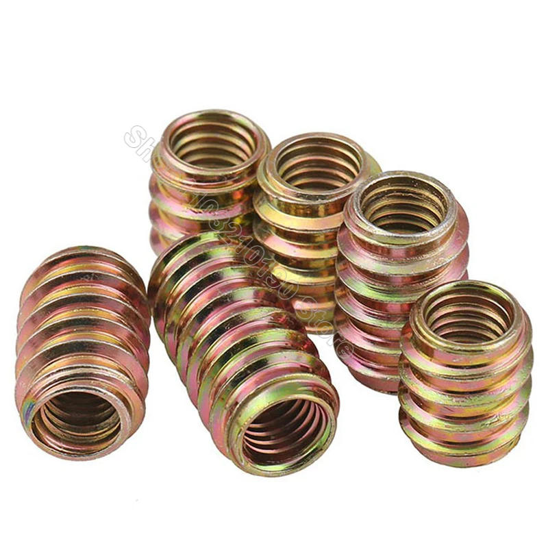 Description Picture 2 of item5-30Pcs M6 M8 M10 Furniture Pass-through Drive Unhead Threaded Nut Color Zinc Plated Carbon Steel Wood Insert Nuts L=10-30mm