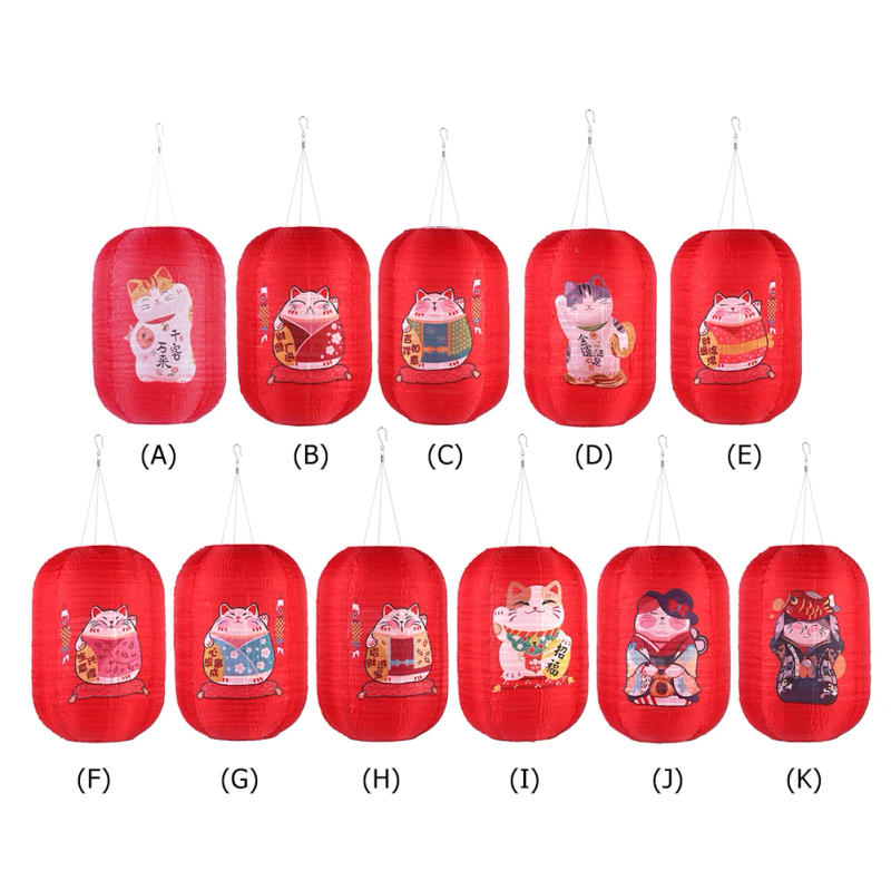 Description Picture 4 of item25cm Waterproof Solar Lanterns LED Light Nylon Cloth Chinese Japanese Hanging Lamp Outdoor Garden Yard Holiday Party Decoration