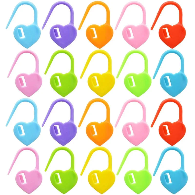 Description Picture 2 of item50/100pcs Heart Knitting Crochet Markers Locking Stitch Needle Clip Markers Ring Sewing Accessories DIY Weaving Knitting Tools