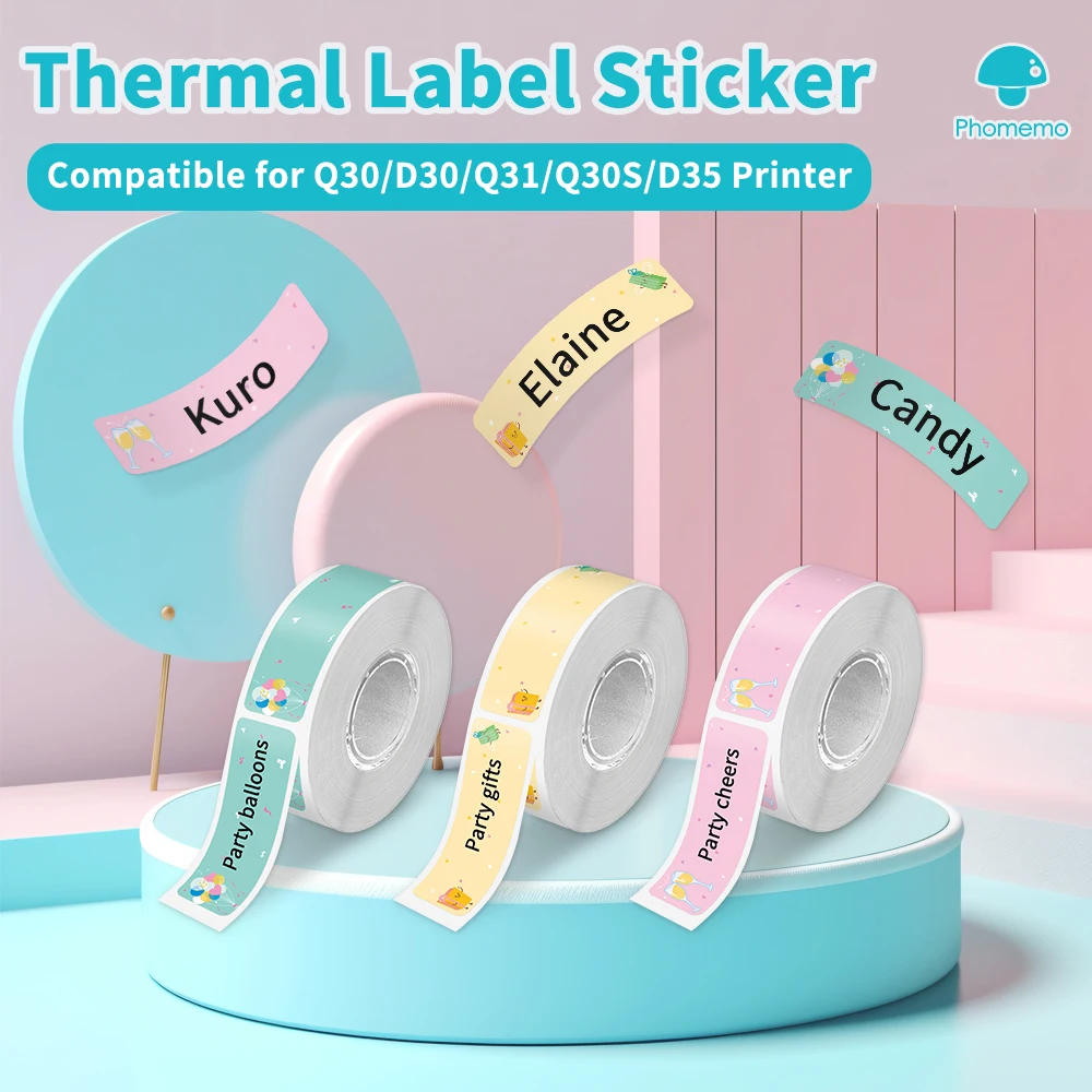 Description Picture 2 of itemPhomemo 3 Rolls Q30 White Sticker Waterproof Paper Adhesive Label White Anti-Oil For Q30 D30 Mini Portable Thermal Printer Tape